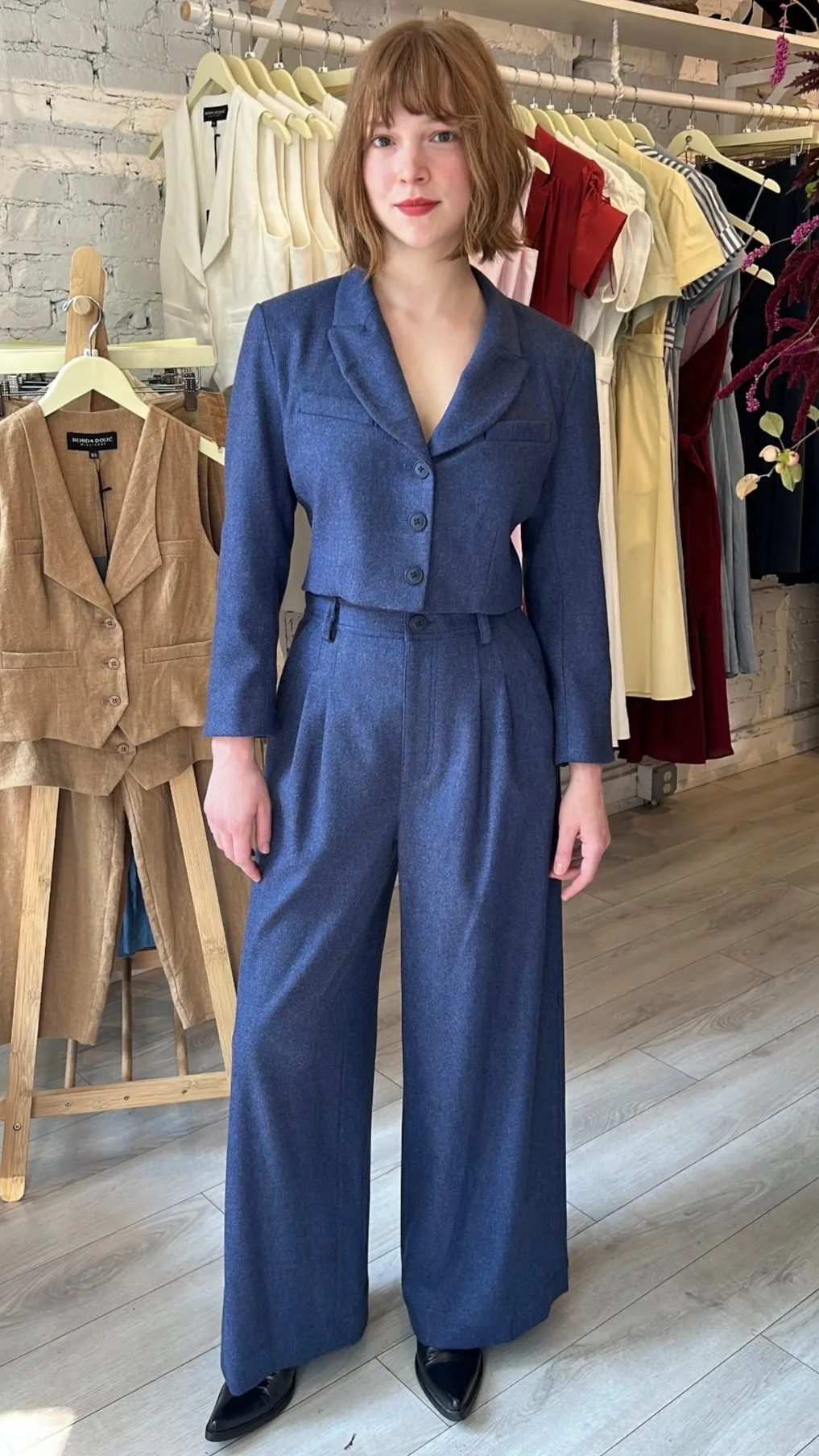 Ash Pant - Cashmere/Wool- Navy Blue