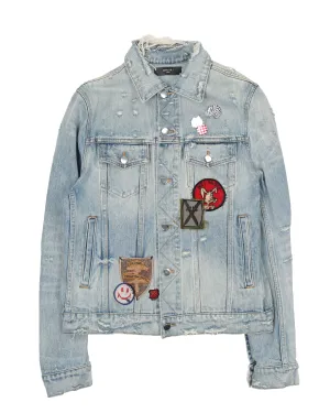 Distressed Van Halen Patched Denim Jacket