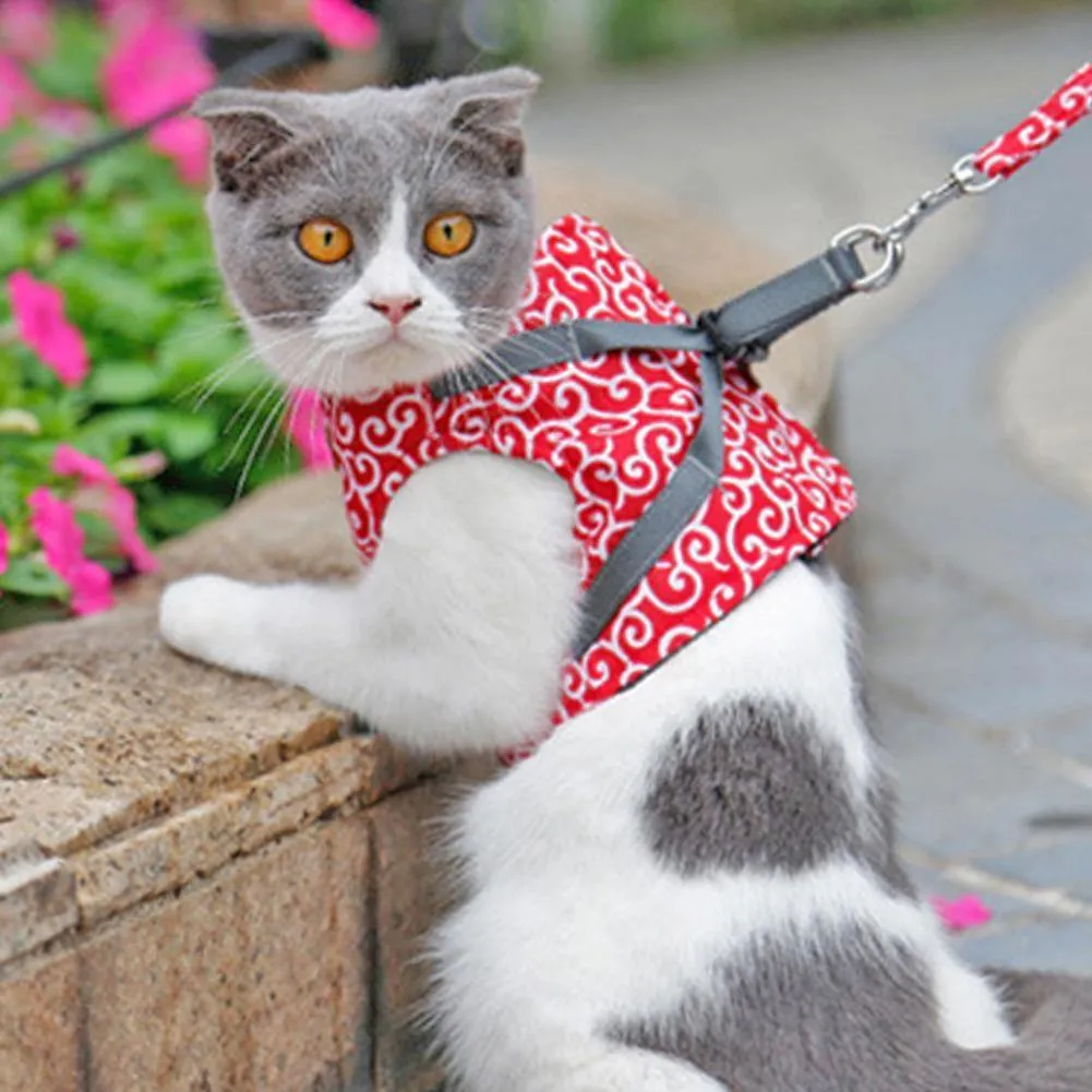 Pets Walking Leash Set Dog Cat Harness Vest Collar