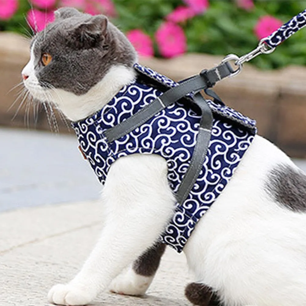 Pets Walking Leash Set Dog Cat Harness Vest Collar