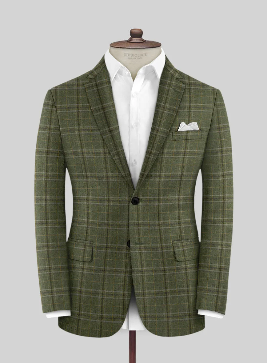 Reda Juniper Green Checks Wool Suit