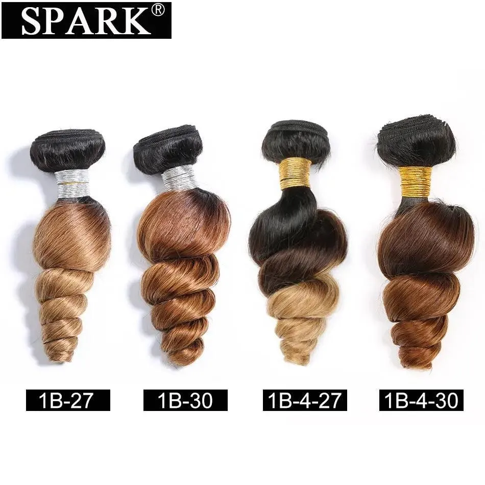 Spark Ombre Brazilian Loose Wave Hair Set: Vibrant Extensions for Stylish Look