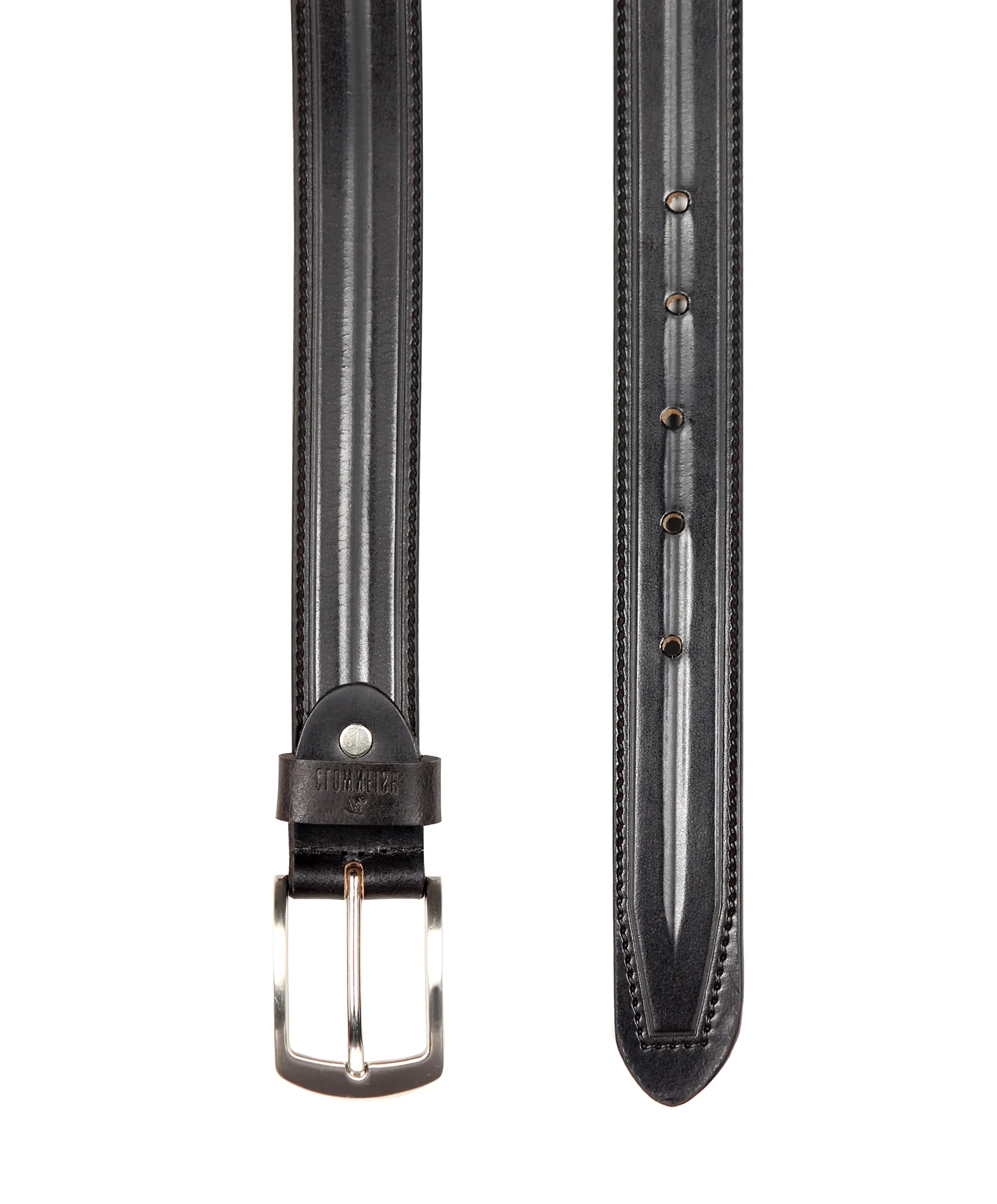 THE CLOWNFISH Men's Genuine Leather Belt with Textured/Embossed Design-Olive Black (Size-32 inches)